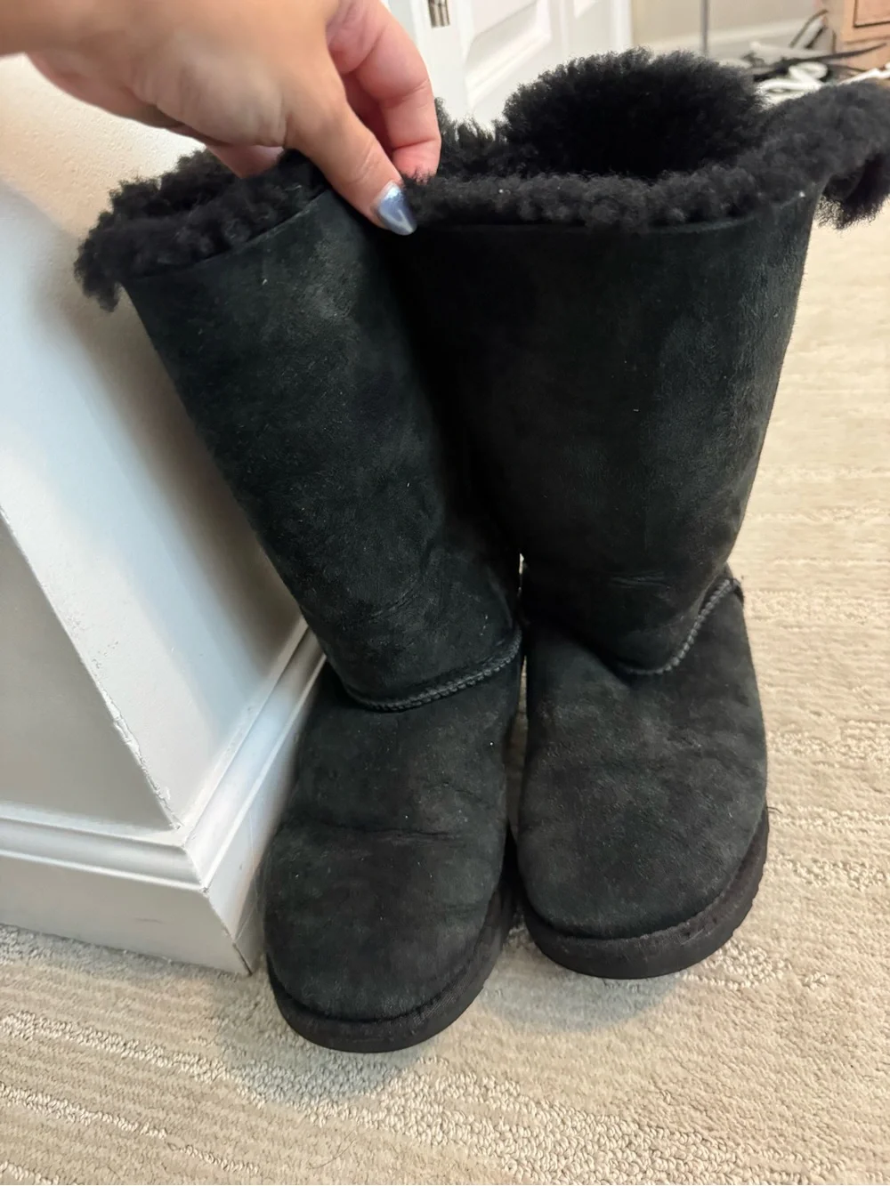 UGG Black Suede Shearling-Lined Tall Women's Winter Boots